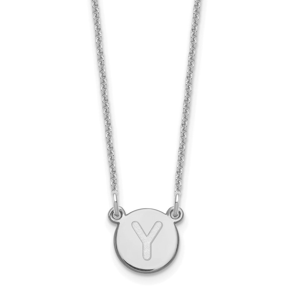 14K White Gold 14Kw Tiny Circle Block Letter Y Initial Necklace
