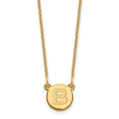 14K Yellow Gold Tiny Circle Block Letter B Initial Necklace