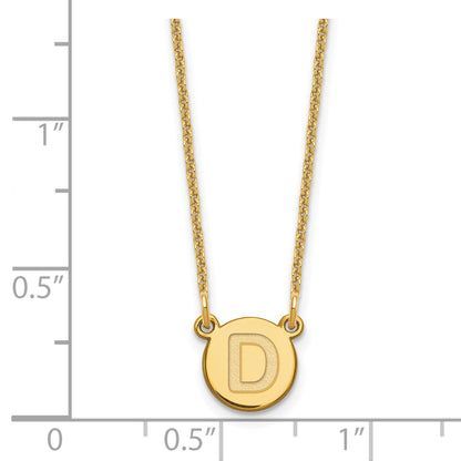 14K Yellow Gold Tiny Circle Block Letter D Initial Necklace