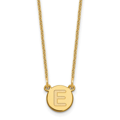 14K Yellow Gold 14Ky Tiny Circle Block Letter E Initial Necklace