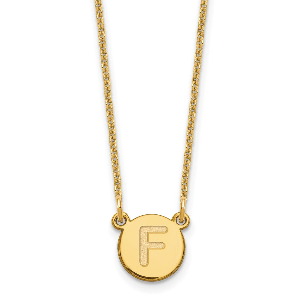 14K Yellow Gold 14Kytiny Circle Block Letter F Initial Necklace