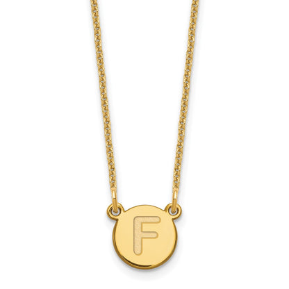 14K Yellow Gold 14Kytiny Circle Block Letter F Initial Necklace