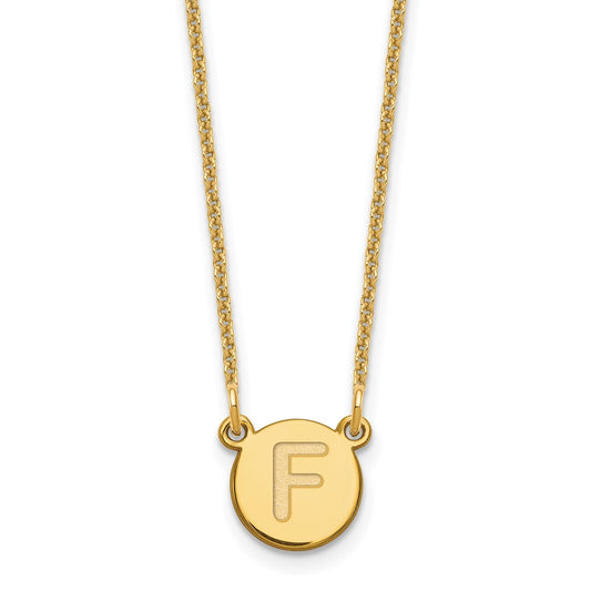 14K Yellow Gold 14Kytiny Circle Block Letter F Initial Necklace