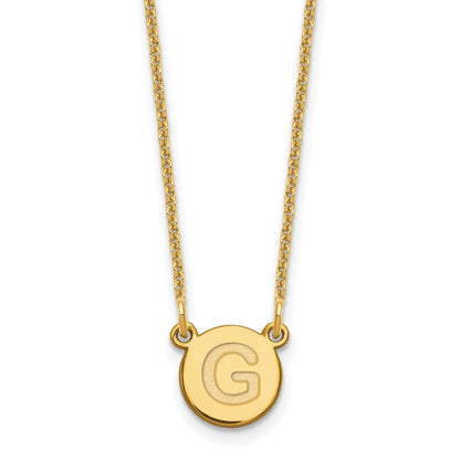 14K Yellow Gold 14Ky Tiny Circle Block Letter G Initial Necklace