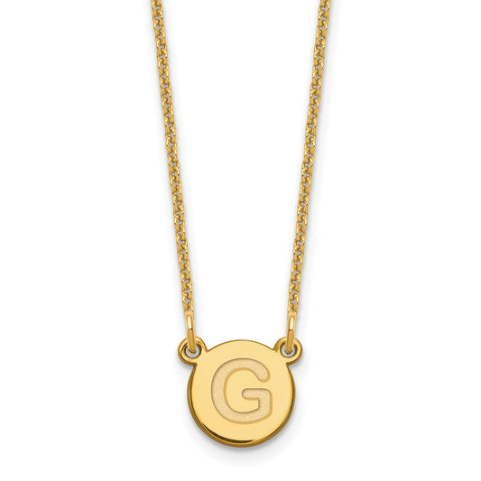 14K Yellow Gold 14Ky Tiny Circle Block Letter G Initial Necklace