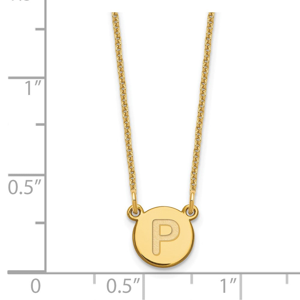 14K Yellow Gold 14Ky Tiny Circle Block Letter P Initial Necklace