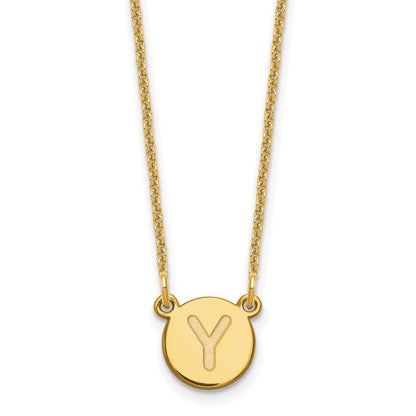 14K Yellow Gold 14Ky Tiny Circle Block Letter Y Initial Necklace