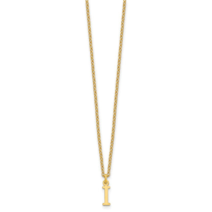 Gold Plated Sterling Silver Cutout Letter I Initial Necklace