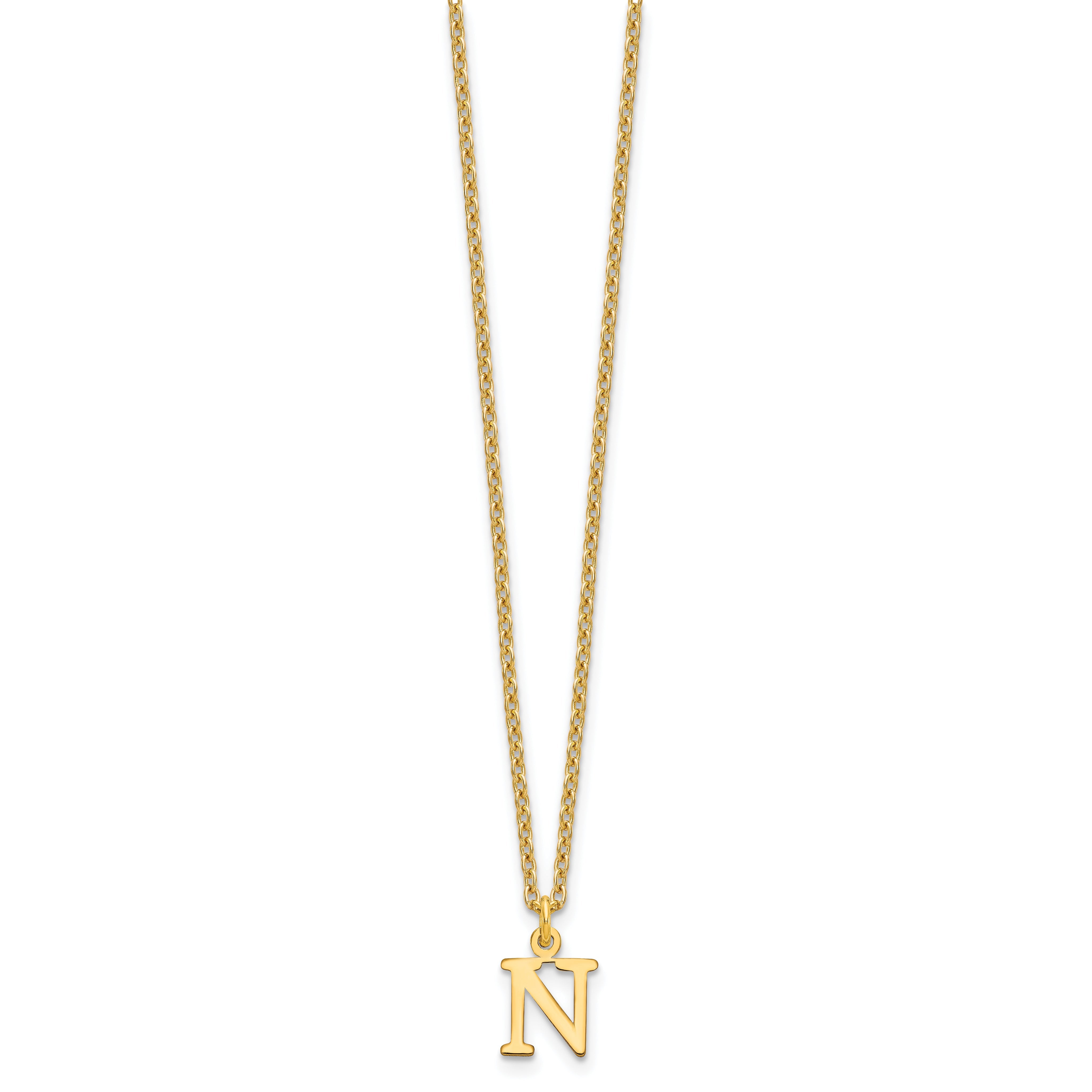 Gold Plated Sterling Silver Cutout Letter N Initial Necklace