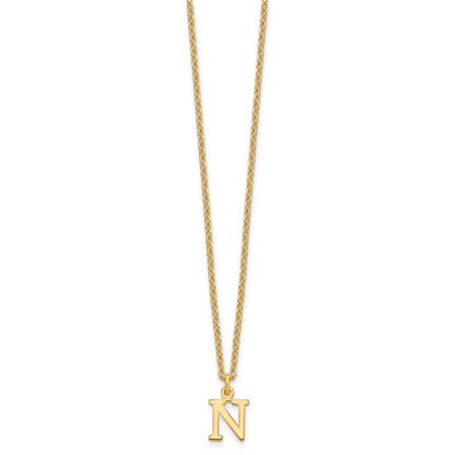 Gold Plated Sterling Silver Cutout Letter N Initial Necklace