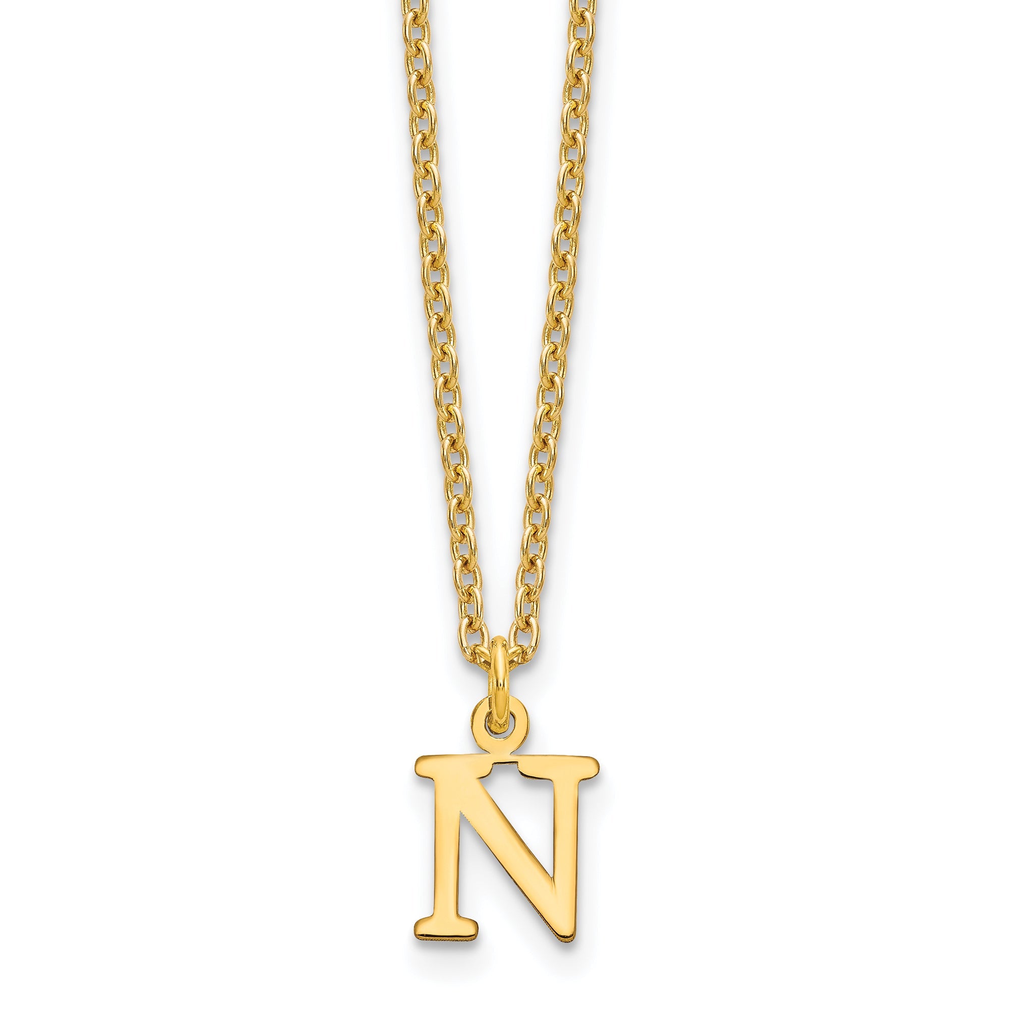 Gold Plated Sterling Silver Cutout Letter N Initial Necklace