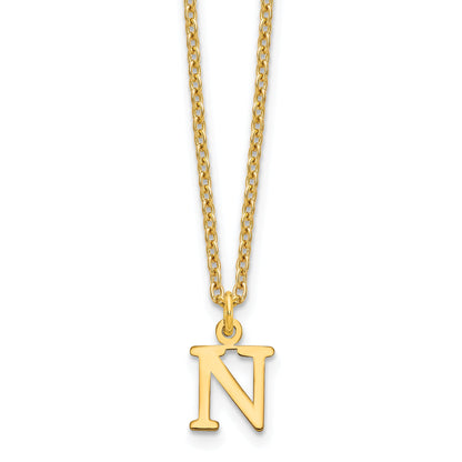 Gold Plated Sterling Silver Cutout Letter N Initial Necklace