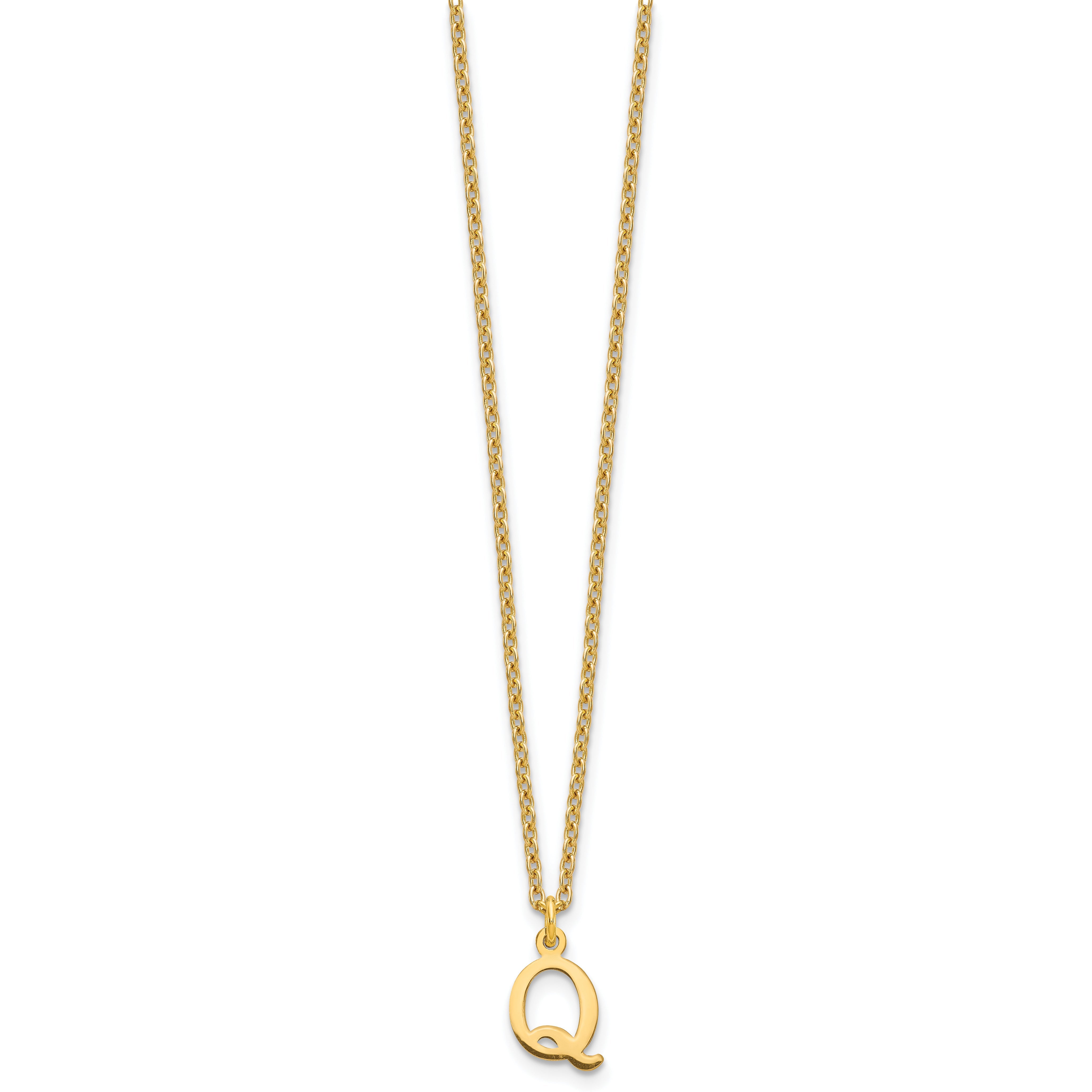 Gold Plated Sterling Silver Cutout Letter Q Initial Necklace