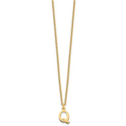 Gold Plated Sterling Silver Cutout Letter Q Initial Necklace