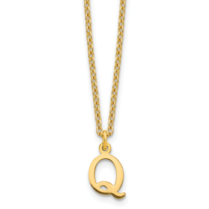 Gold Plated Sterling Silver Cutout Letter Q Initial Necklace