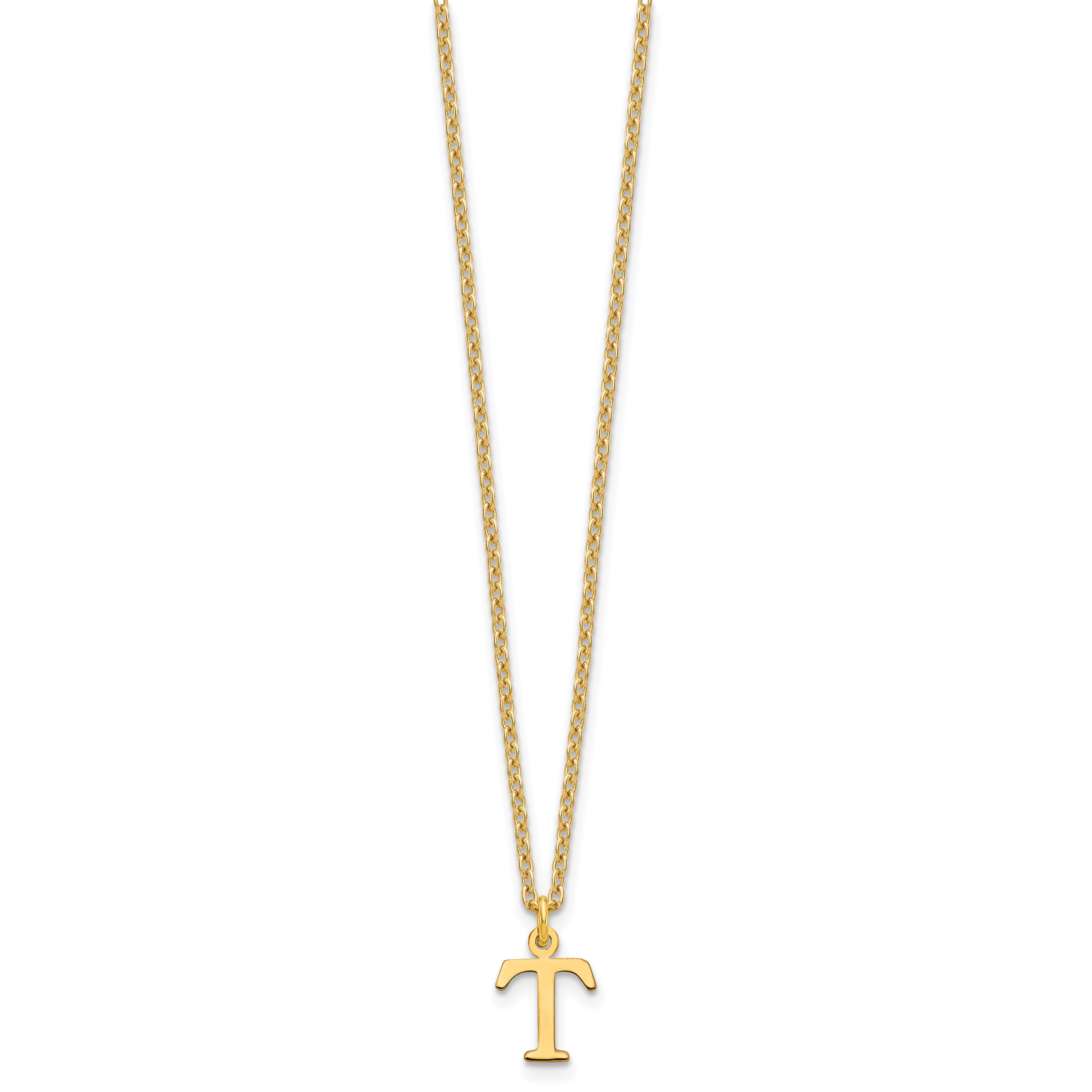 Gold Plated Sterling Silver Cutout Letter T Initial Necklace
