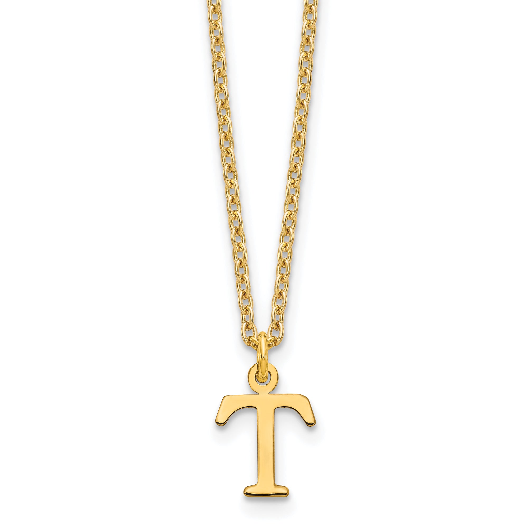 Gold Plated Sterling Silver Cutout Letter T Initial Necklace