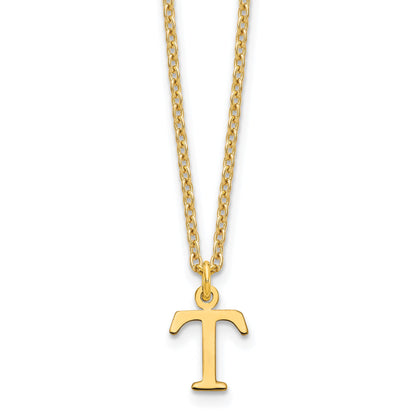 Gold Plated Sterling Silver Cutout Letter T Initial Necklace