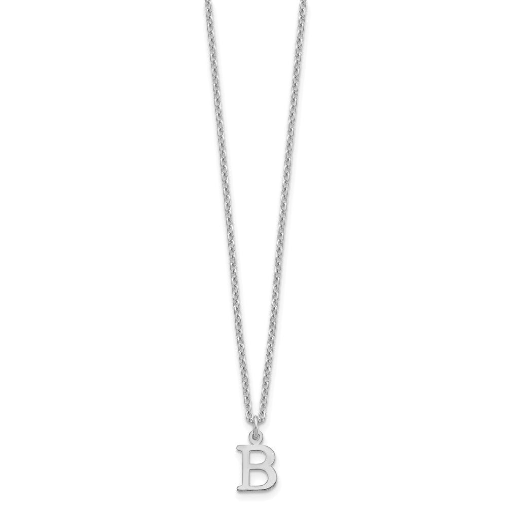 Sterling Silver Rhodium Plated Cutout Letter B Initial Necklace