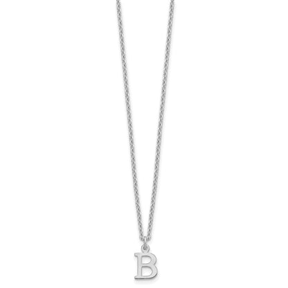 Sterling Silver Rhodium Plated Cutout Letter B Initial Necklace