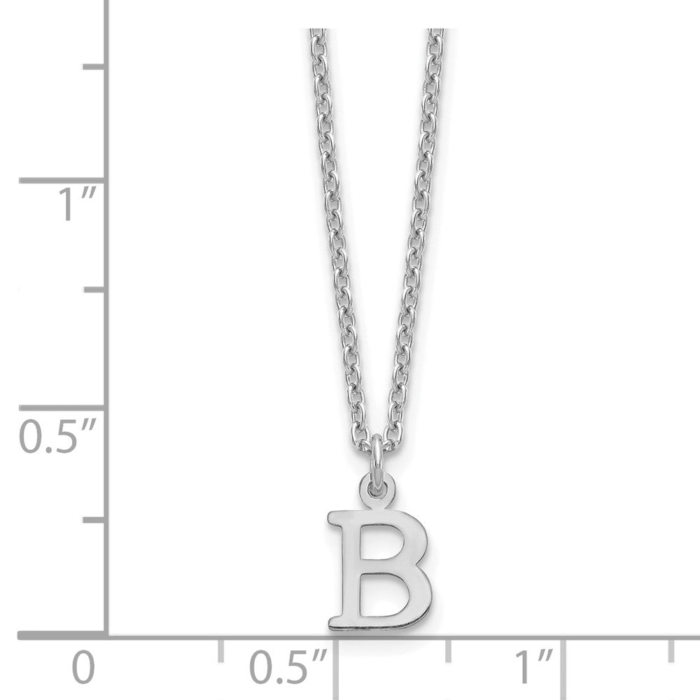 Sterling Silver Rhodium Plated Cutout Letter B Initial Necklace