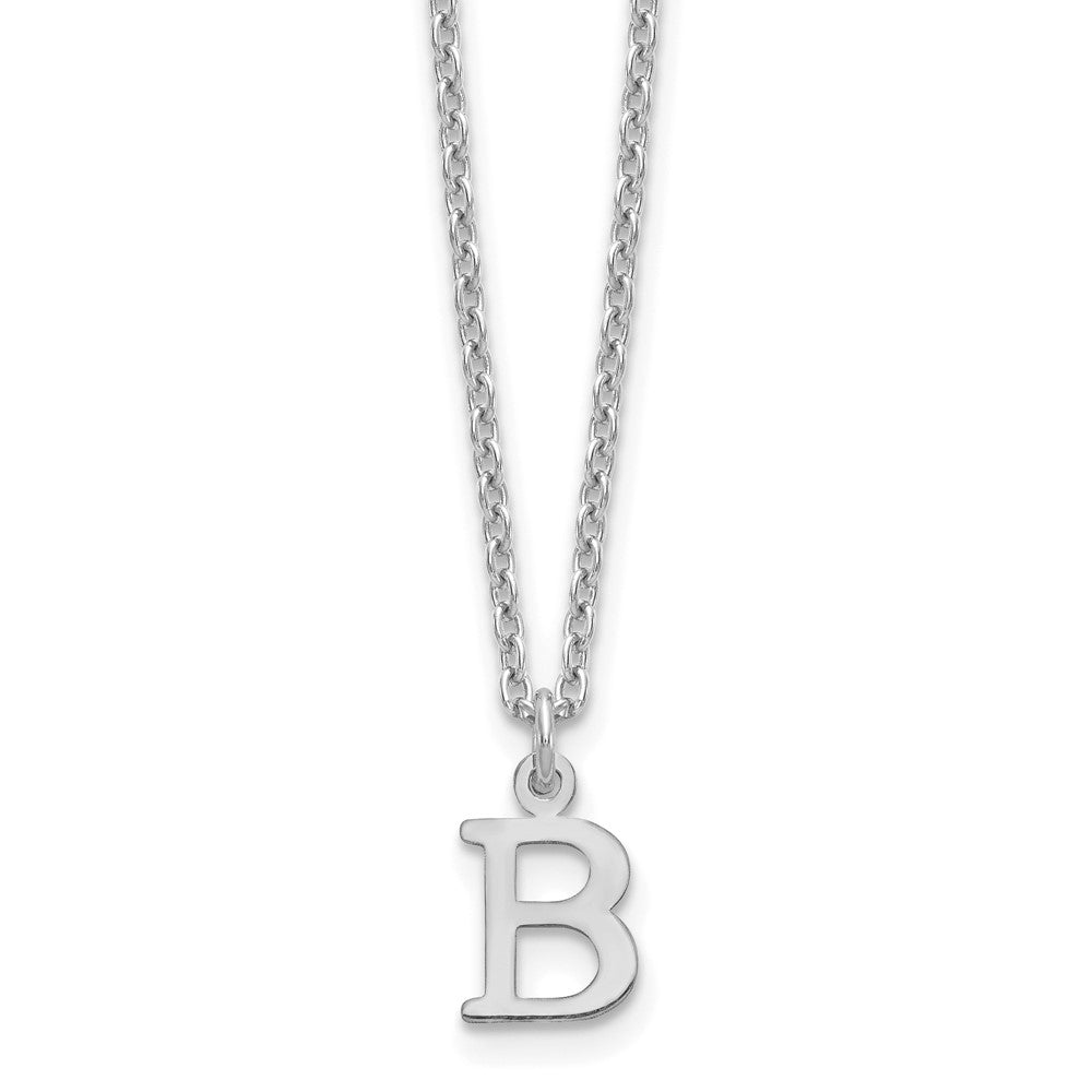 Sterling Silver Rhodium Plated Cutout Letter B Initial Necklace