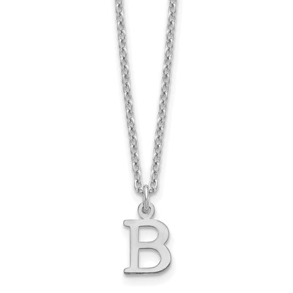Sterling Silver Rhodium Plated Cutout Letter B Initial Necklace