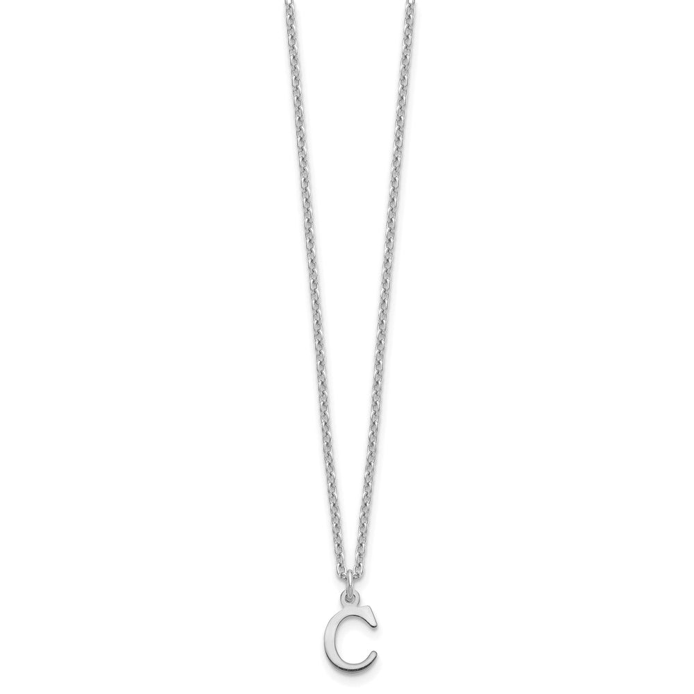 Sterling Silver Rhodium Plated Cutout Letter C Initial Necklace