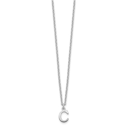 Sterling Silver Rhodium Plated Cutout Letter C Initial Necklace
