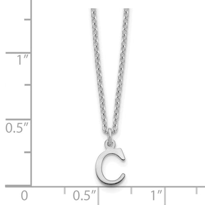 Sterling Silver Rhodium Plated Cutout Letter C Initial Necklace