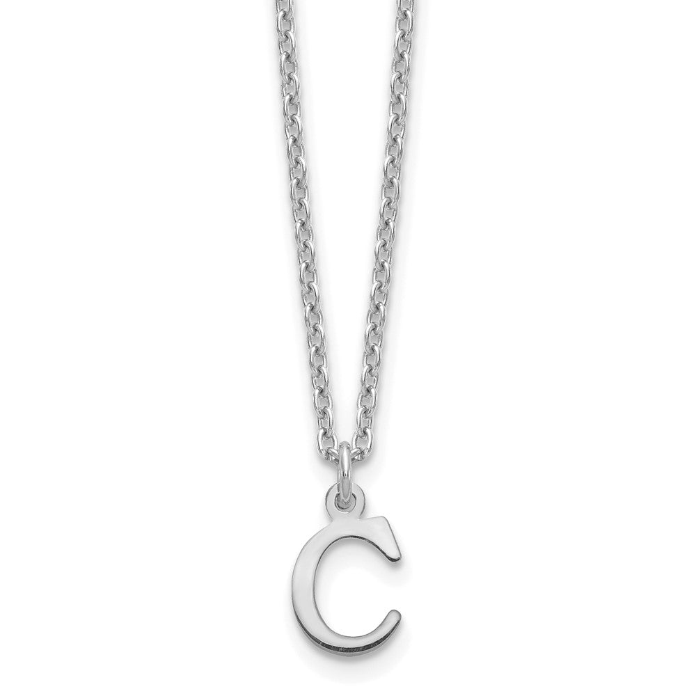 Sterling Silver Rhodium Plated Cutout Letter C Initial Necklace