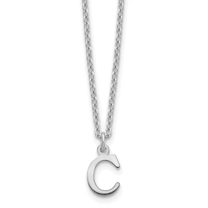 Sterling Silver Rhodium Plated Cutout Letter C Initial Necklace