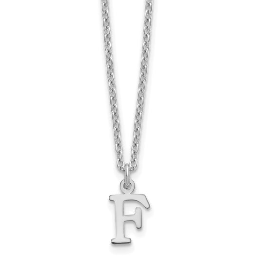 Sterling Silver Rhodium Plated Cutout Letter F Initial Necklace