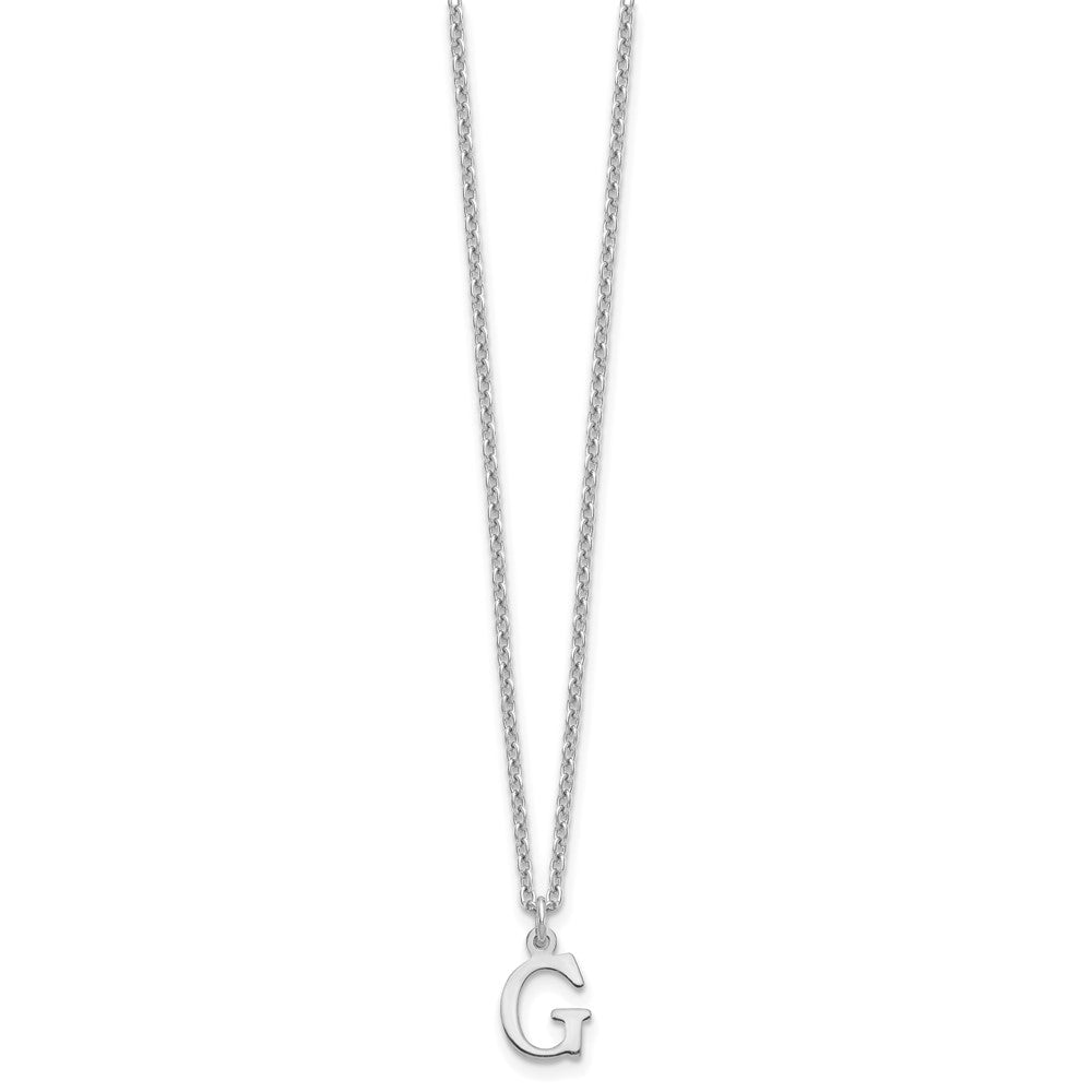 Sterling Silver Rhodium Plated Cutout Letter G Initial Necklace