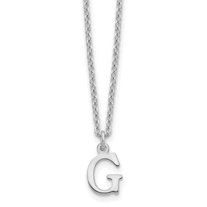 Sterling Silver Rhodium Plated Cutout Letter G Initial Necklace