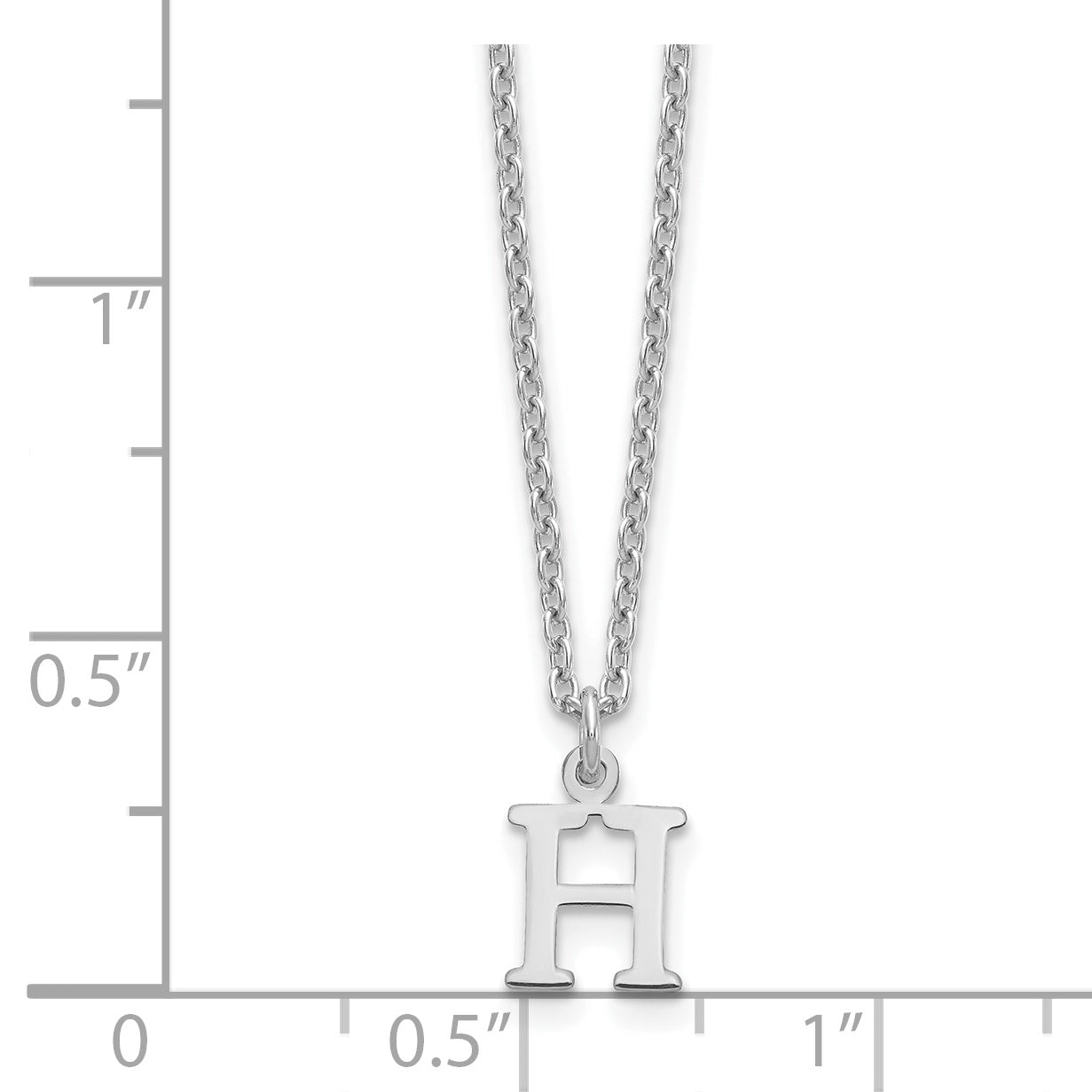 Sterling Silver Rhodium Plated Cutout Letter H Initial Necklace