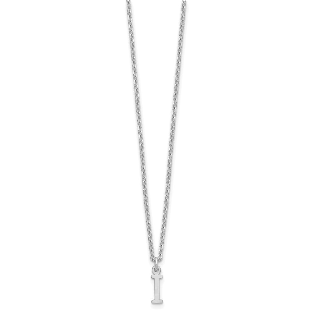 Sterling Silver Rhodium Plated Cutout Letter I Initial Necklace