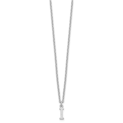 Sterling Silver Rhodium Plated Cutout Letter I Initial Necklace