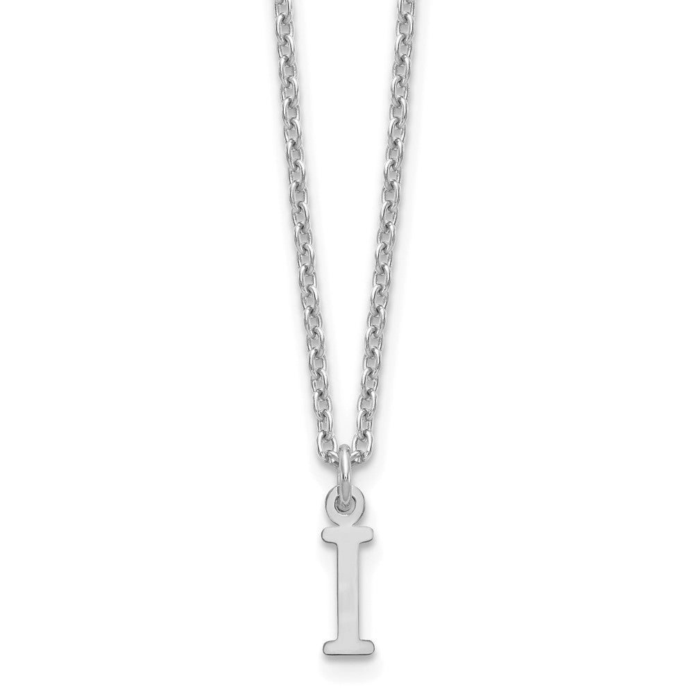 Sterling Silver Rhodium Plated Cutout Letter I Initial Necklace