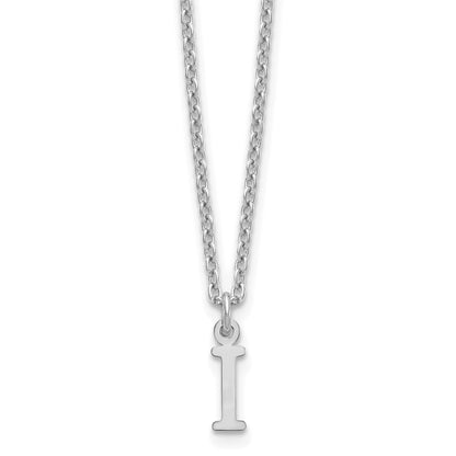 Sterling Silver Rhodium Plated Cutout Letter I Initial Necklace