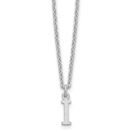 Sterling Silver Rhodium Plated Cutout Letter I Initial Necklace