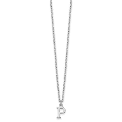 Sterling Silver Rhodium Plated Cutout Letter P Initial Necklace