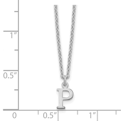 Sterling Silver Rhodium Plated Cutout Letter P Initial Necklace