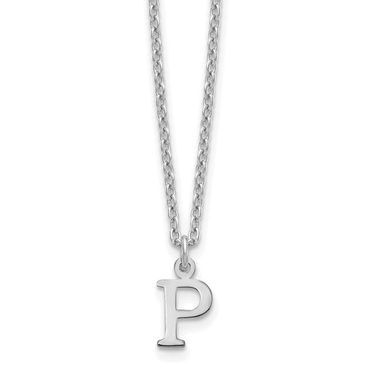 Sterling Silver Rhodium Plated Cutout Letter P Initial Necklace