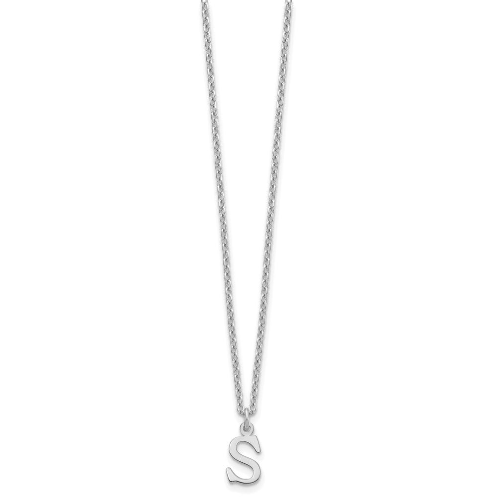 Sterling Silver Rhodium Plated Cutout Letter S Initial Necklace