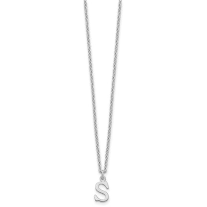Sterling Silver Rhodium Plated Cutout Letter S Initial Necklace