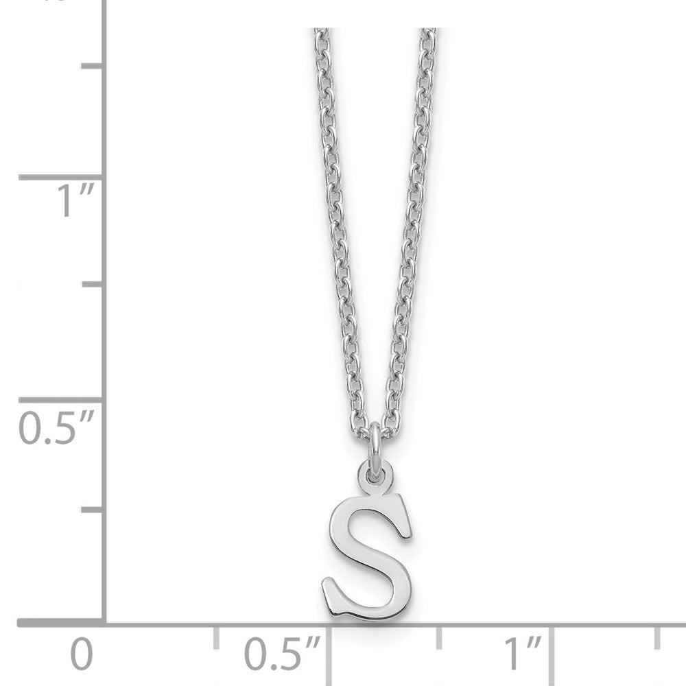 Sterling Silver Rhodium Plated Cutout Letter S Initial Necklace
