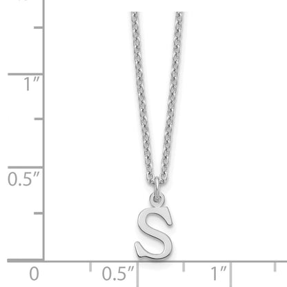Sterling Silver Rhodium Plated Cutout Letter S Initial Necklace