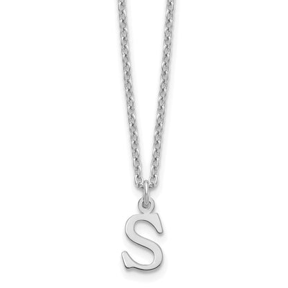 Sterling Silver Rhodium Plated Cutout Letter S Initial Necklace