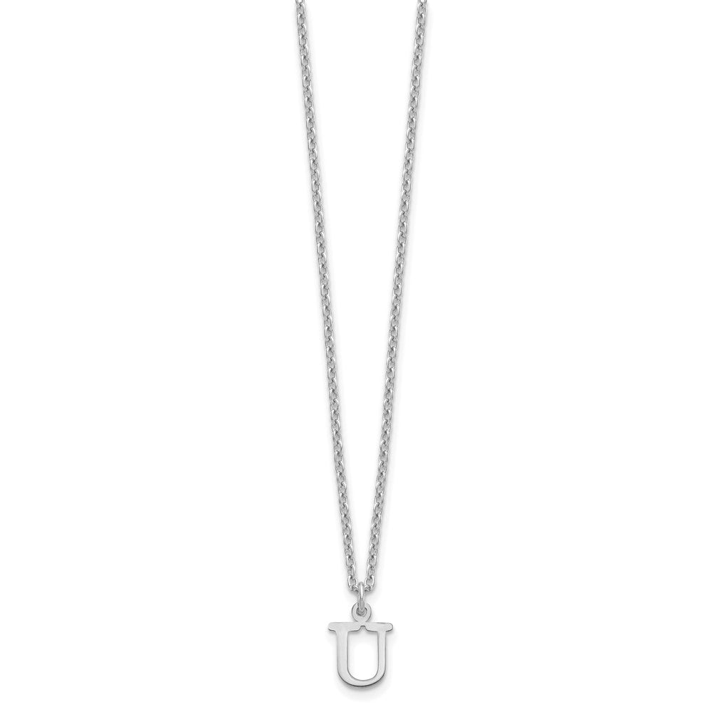 Sterling Silver Rhodium Plated Cutout Letter U Initial Necklace